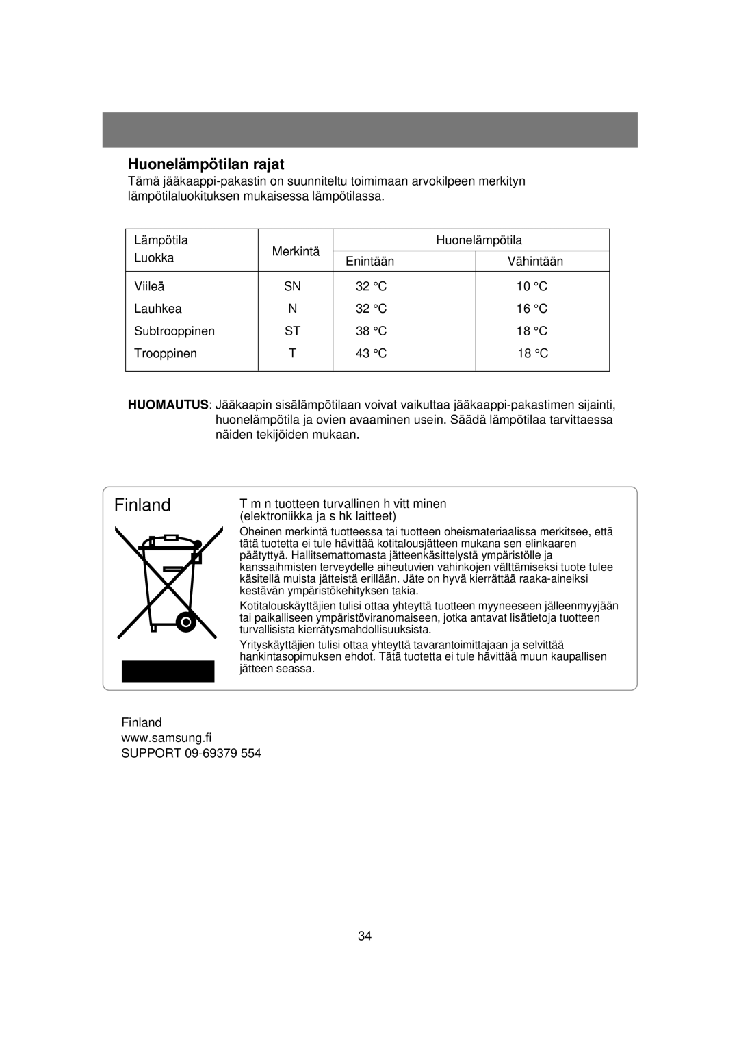 Samsung RSE8KPUS1/XEE, RSE8KPPS1/XEE manual Finland 