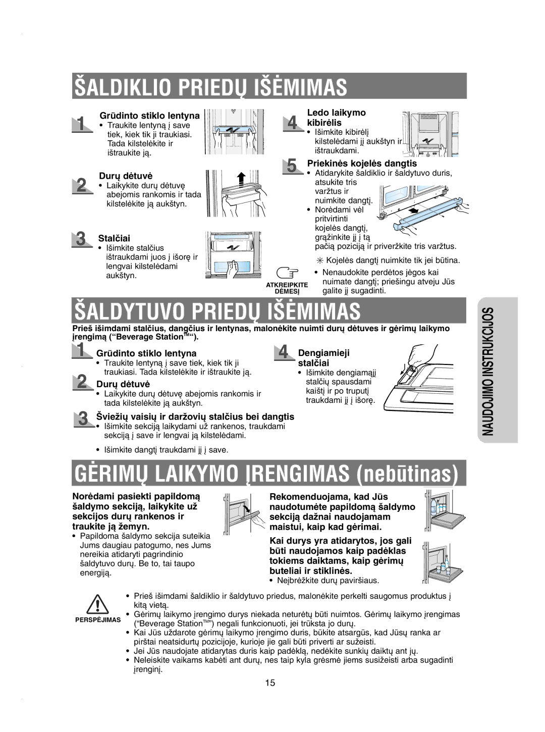 Samsung RSE8KPCW1/XEK, RSE8KPUS2/XEK, RSE8KPPS2/XEK, RSE8KPAS2/XEK manual ·ALDIKLIO PRIEDˆ I·ñMIMAS, ·ALDYTUVO PRIEDˆ I·ñMIMAS 