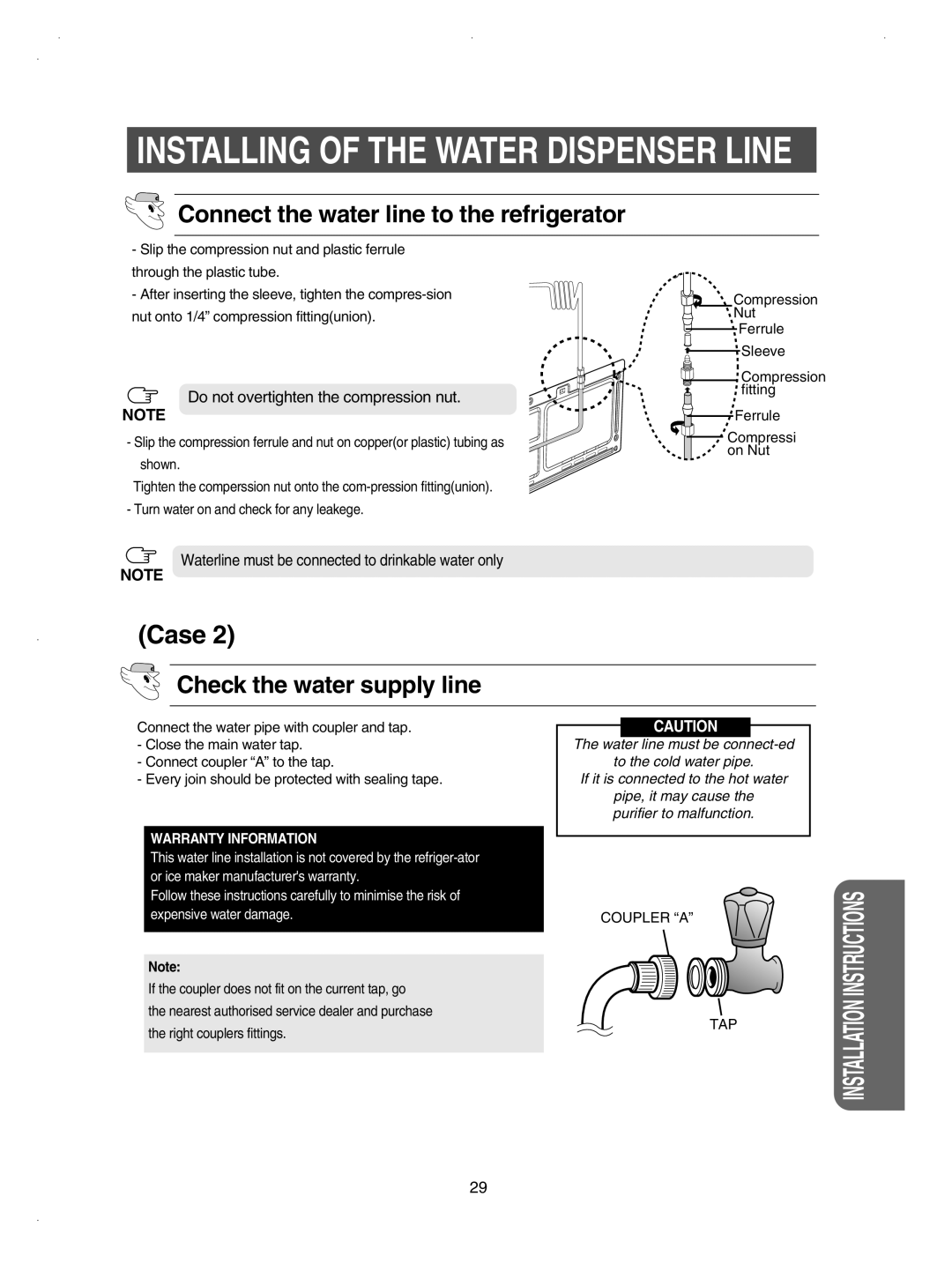 Samsung RSE8KPUS2/XEK, RSE8KPPS2/XEK, RSE8KPUS1/XEH Connect the water line to the refrigerator, Check the water supply line 