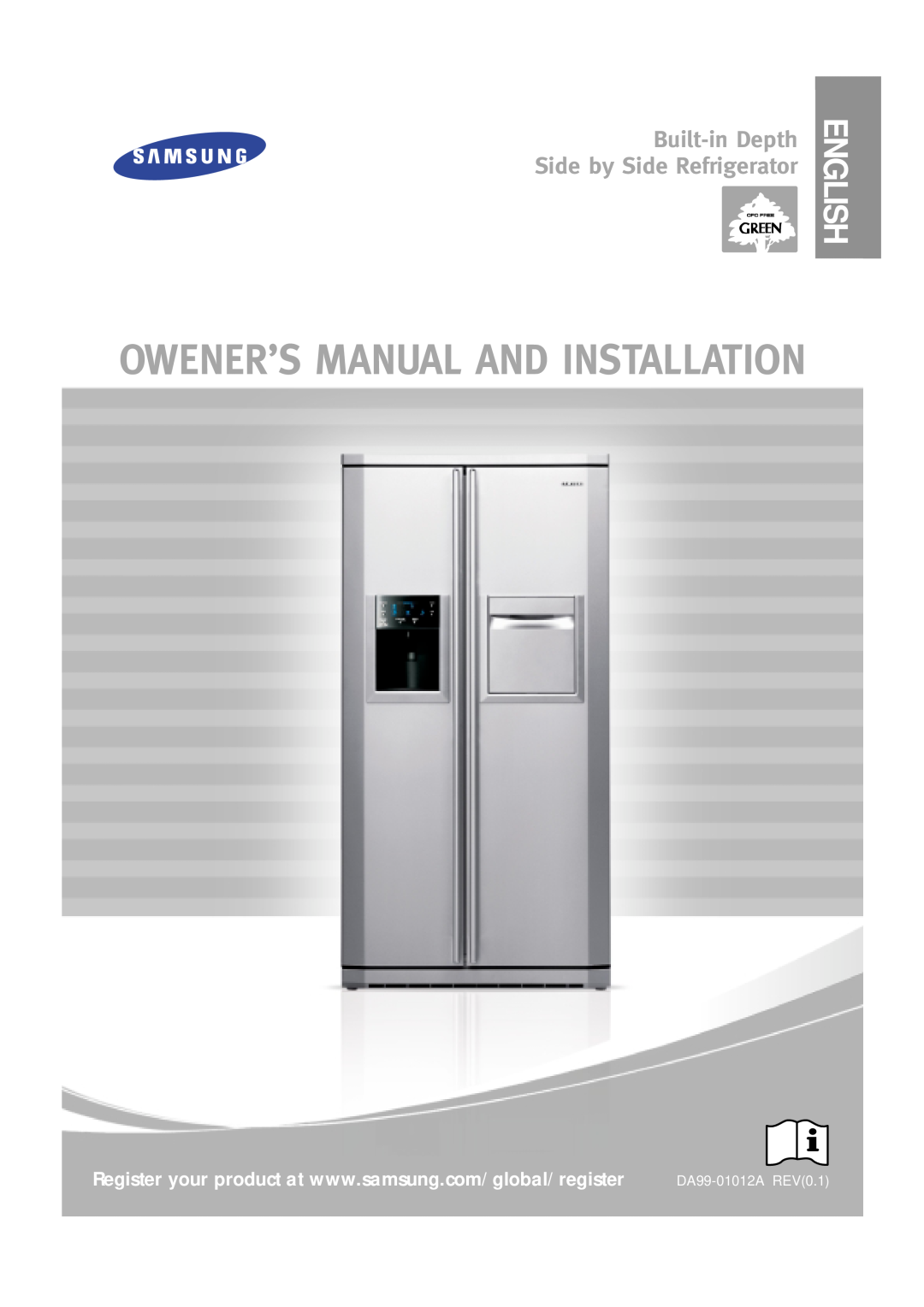 Samsung RSE8VPUS1/XET manual English, Owener’S Manual And Installation, Built-in Depth Side by Side Refrigerator 