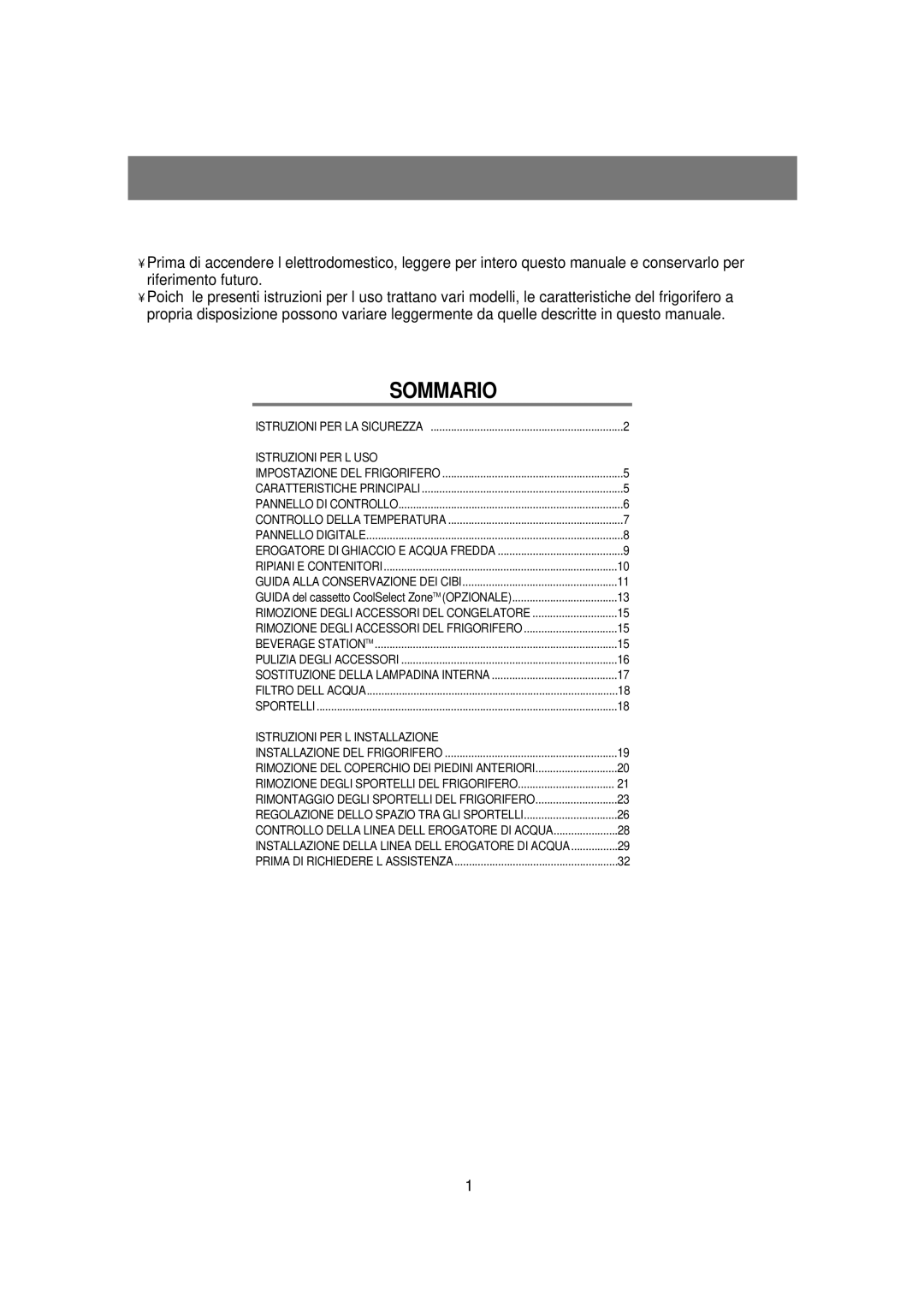 Samsung RSE8DZAS1/XET, RSE8NPPS1/XET, RSE8VPUS1/XET, RSE8JPPS1/XET, RSE8KPUS1/XET manual Sommario 