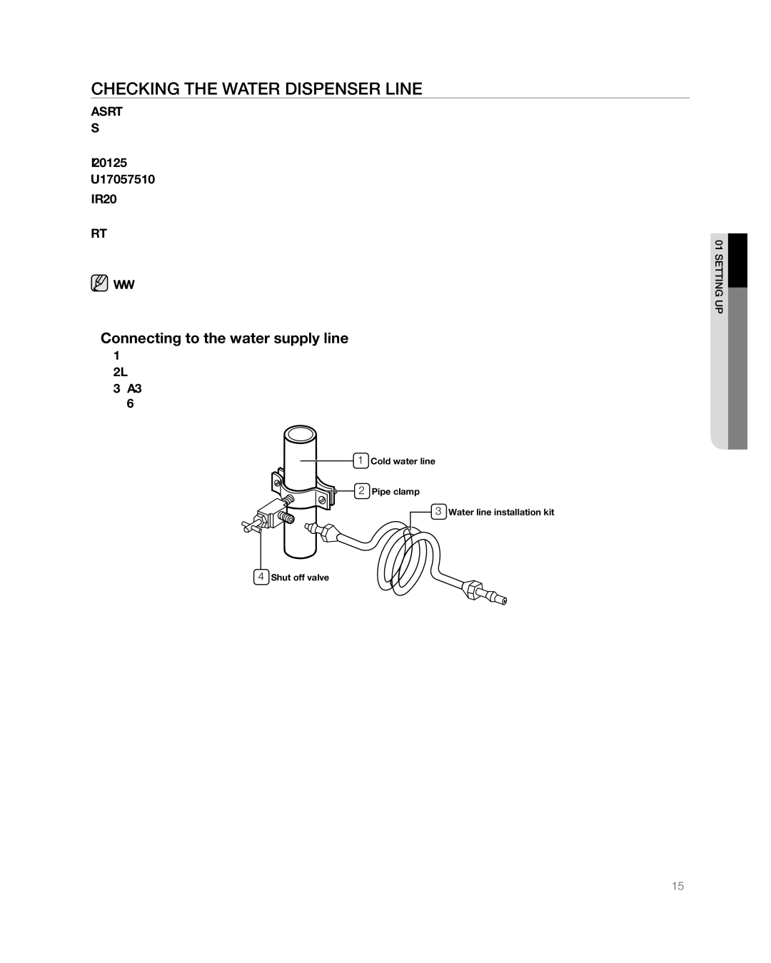 Samsung RSG257 user manual CHECKinG tHE wAtER DisPEnsER LinE, Connecting to the water supply line 