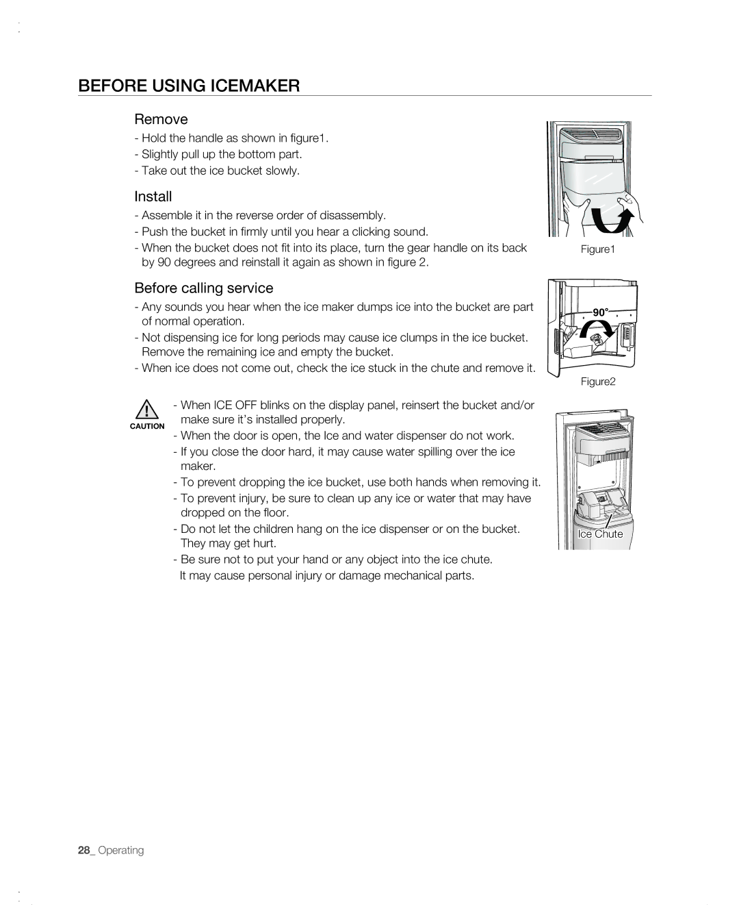 Samsung RSG257AA user manual Before using icemaker, Install 