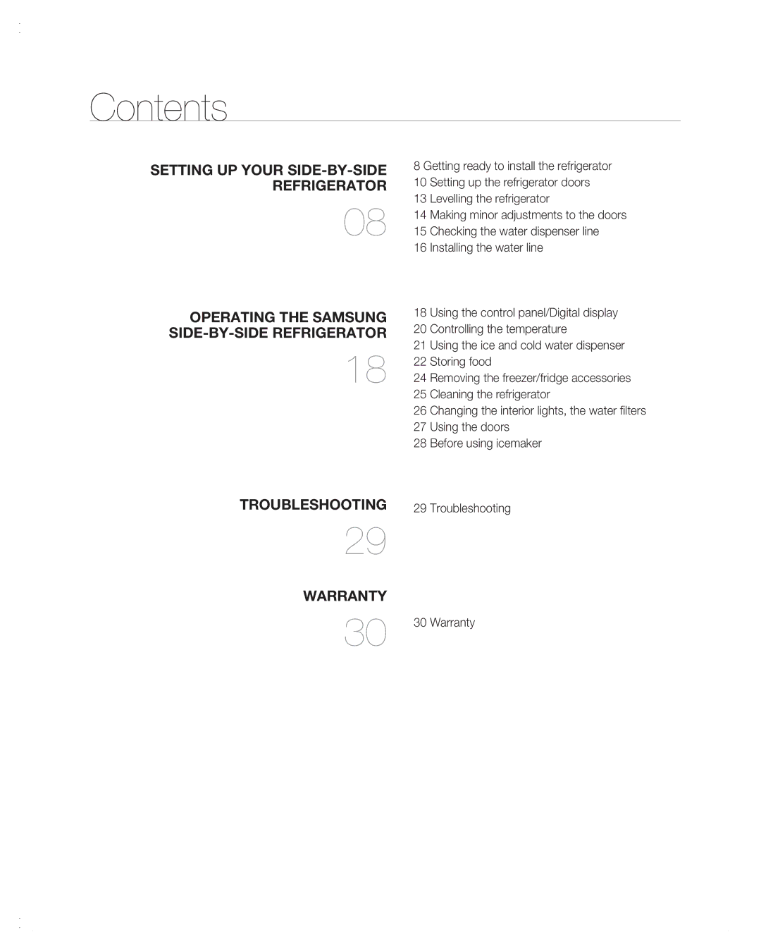 Samsung RSG257AA user manual Contents 