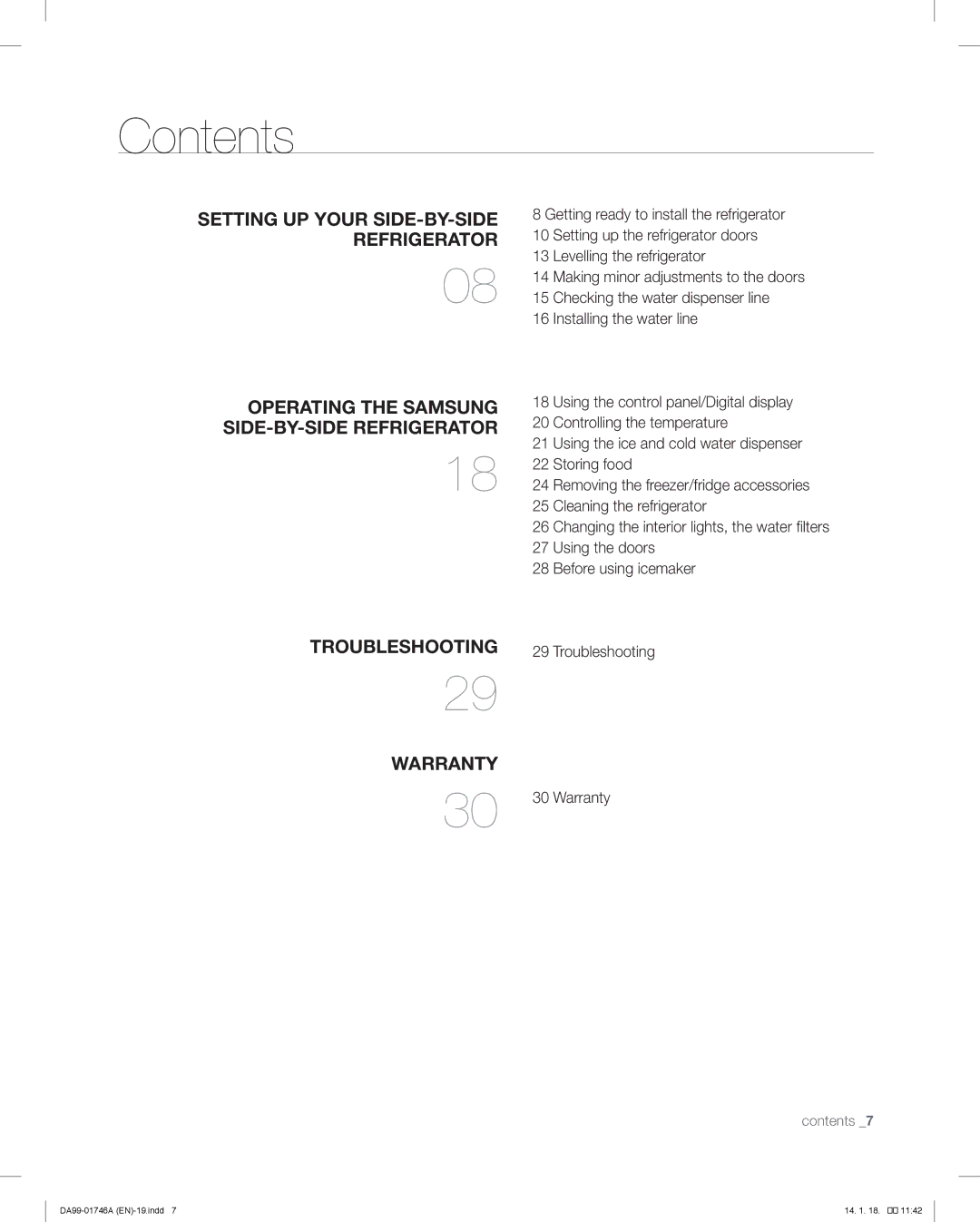 Samsung RSG257AA user manual Contents 