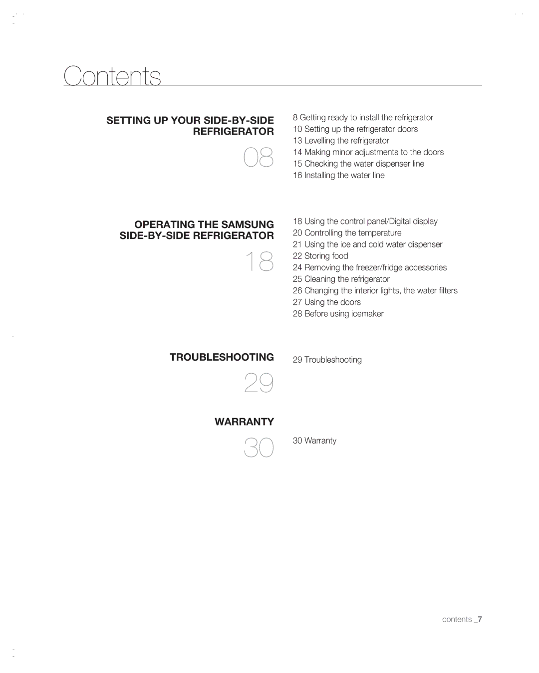 Samsung RSG257AABP user manual Contents 