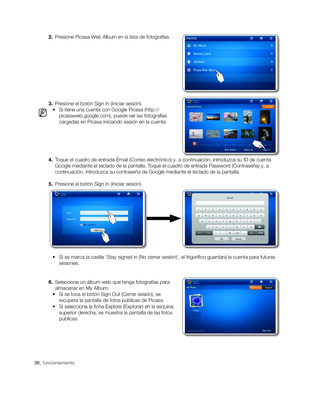 Samsung RSG309** user manual Funcionamiento 