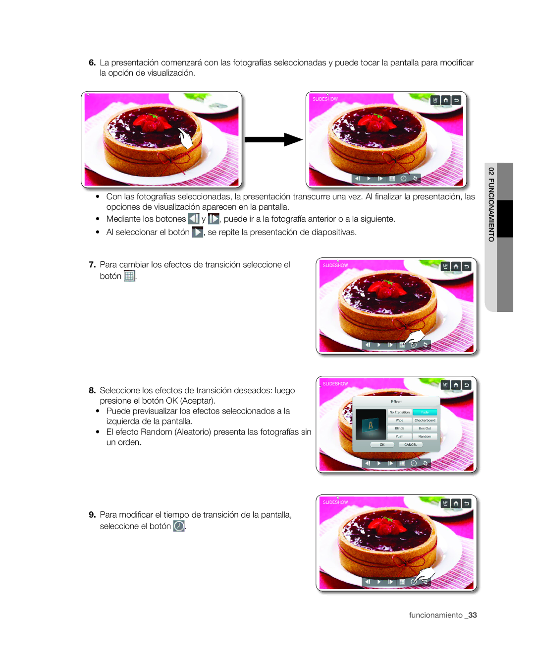 Samsung RSG309** user manual Puede ir a la fotografía anterior o a la siguiente 