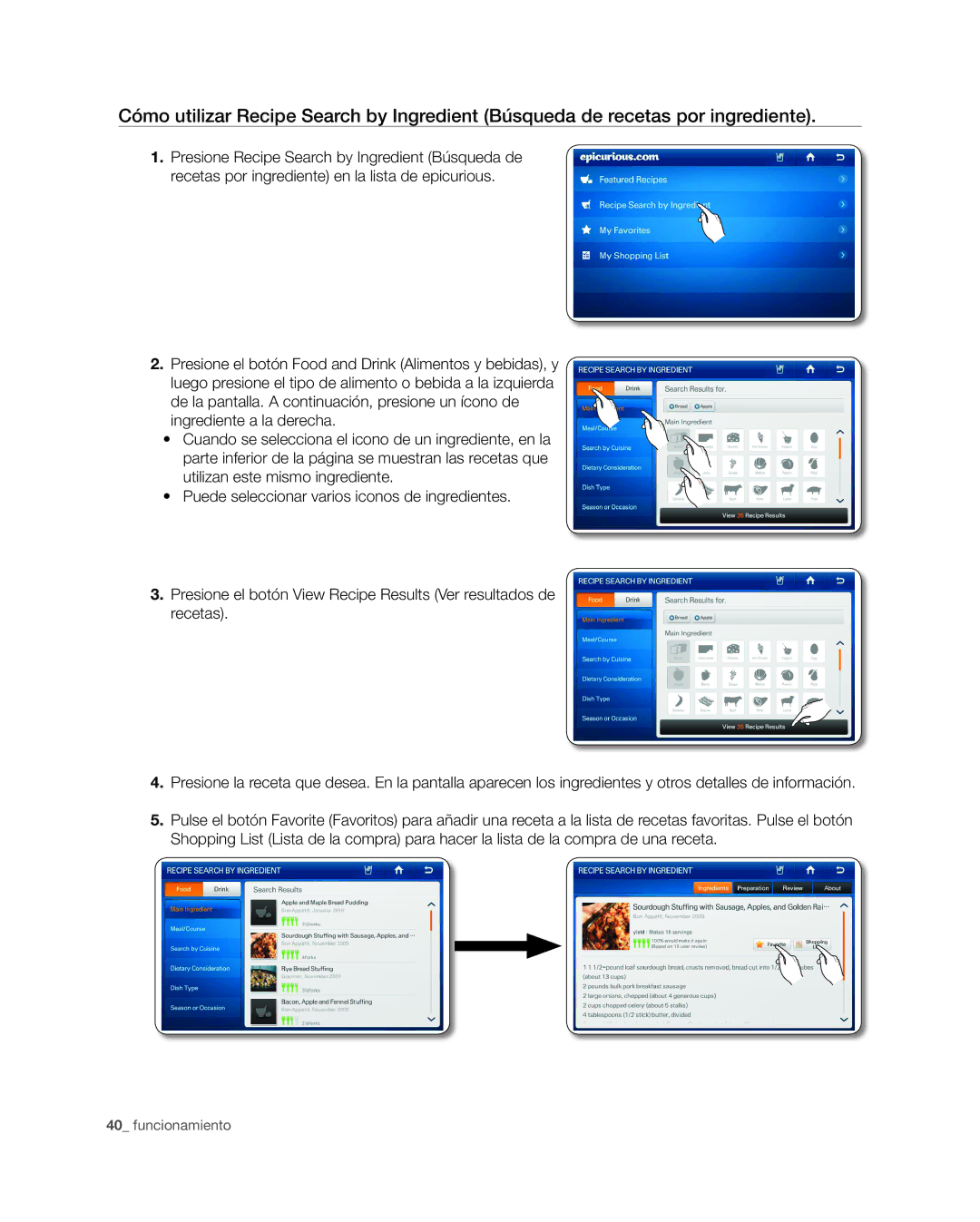 Samsung RSG309** user manual Funcionamiento 