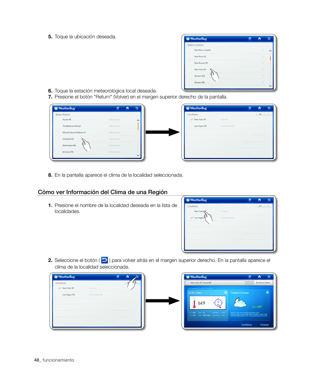 Samsung RSG309** user manual Cómo ver Información del Clima de una Región 