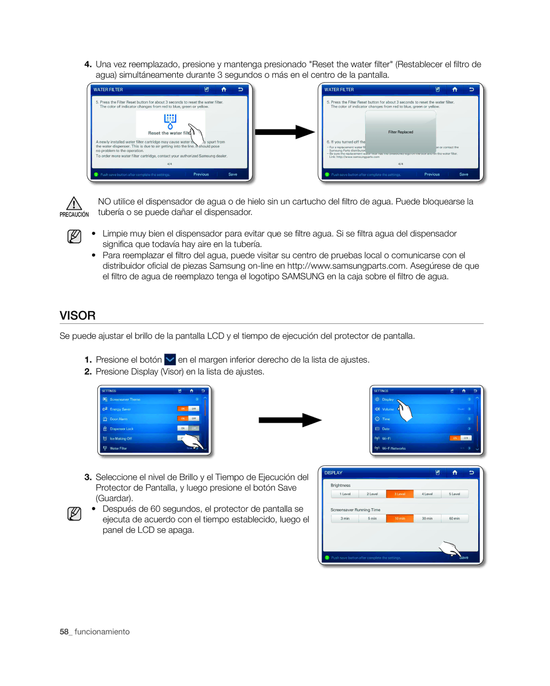 Samsung RSG309** user manual Visor 