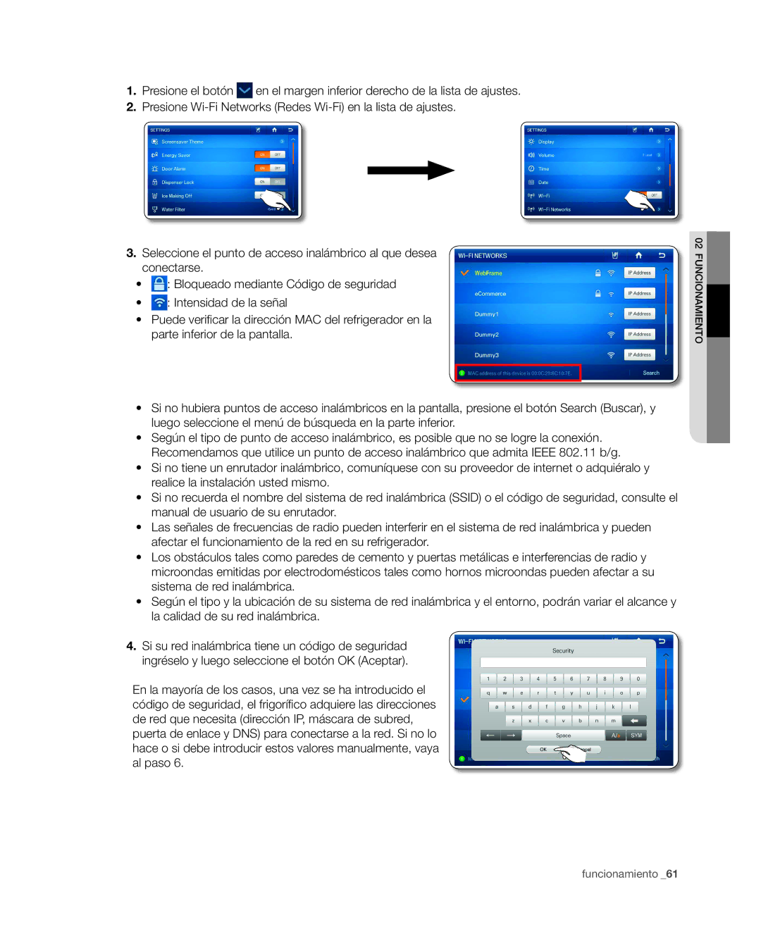 Samsung RSG309** user manual Funcionamiento 