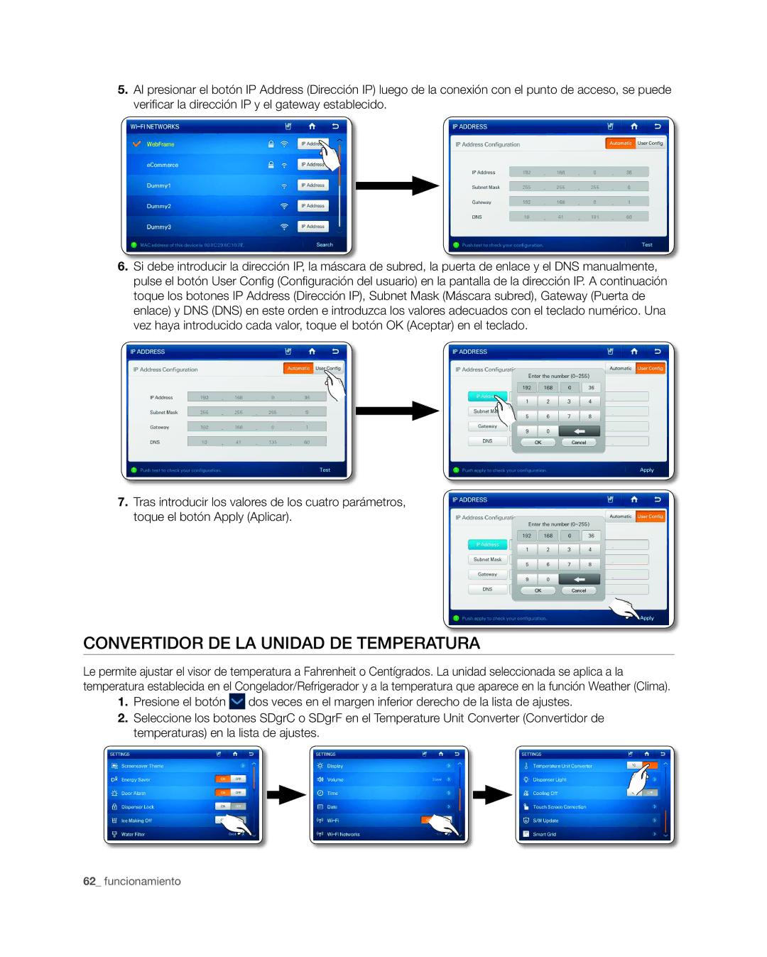 Samsung RSG309** user manual Convertidor de la unidad de temperatura 