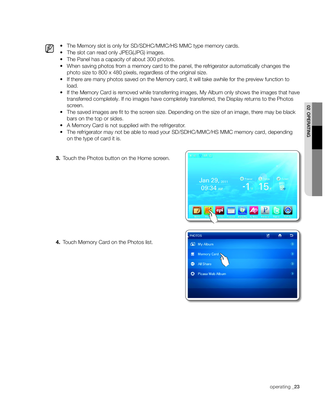 Samsung RSG309** user manual Operating 