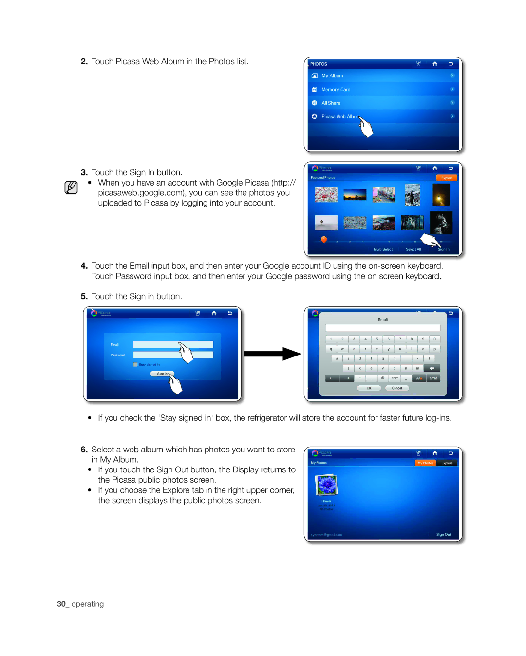 Samsung RSG309** user manual Operating 