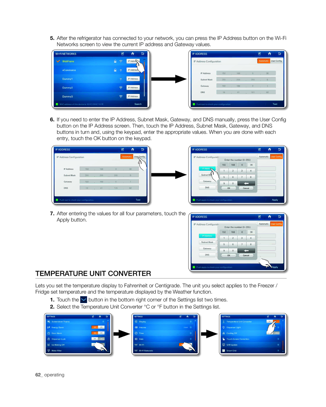 Samsung RSG309** user manual Temperature Unit Converter 