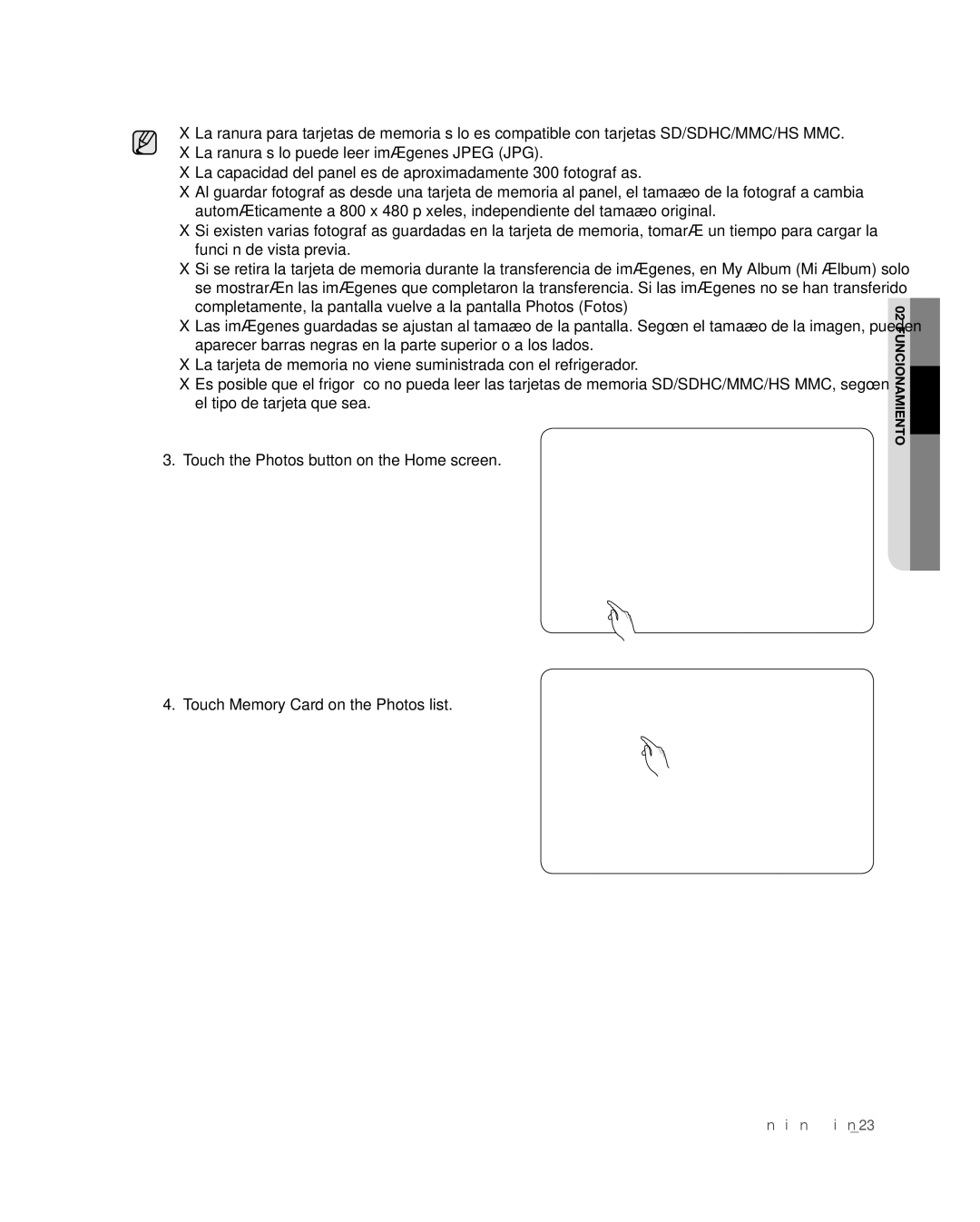 Samsung RSG309** user manual Funcionamiento 