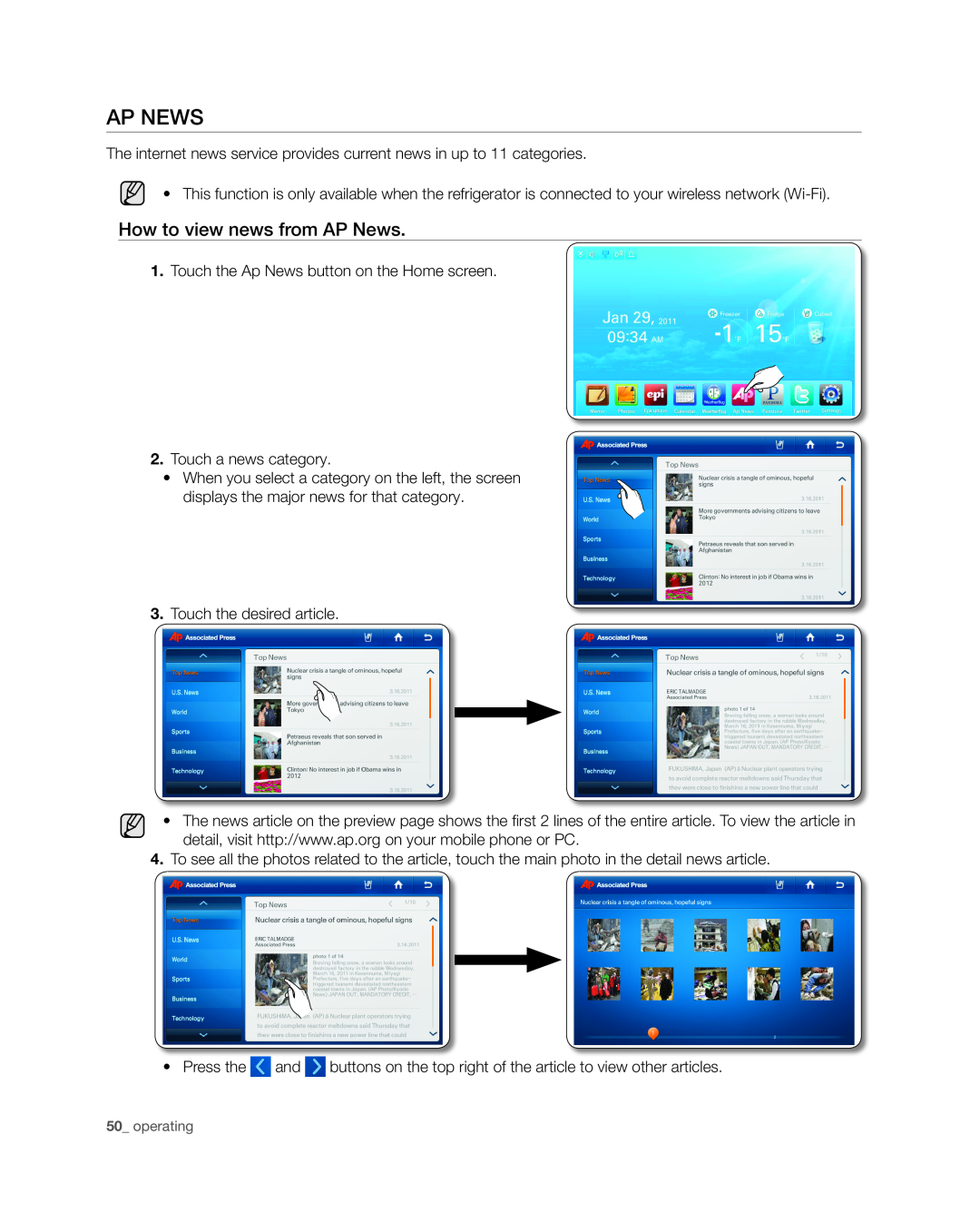 Samsung RSG309** user manual Ap News, How to view news from AP News 