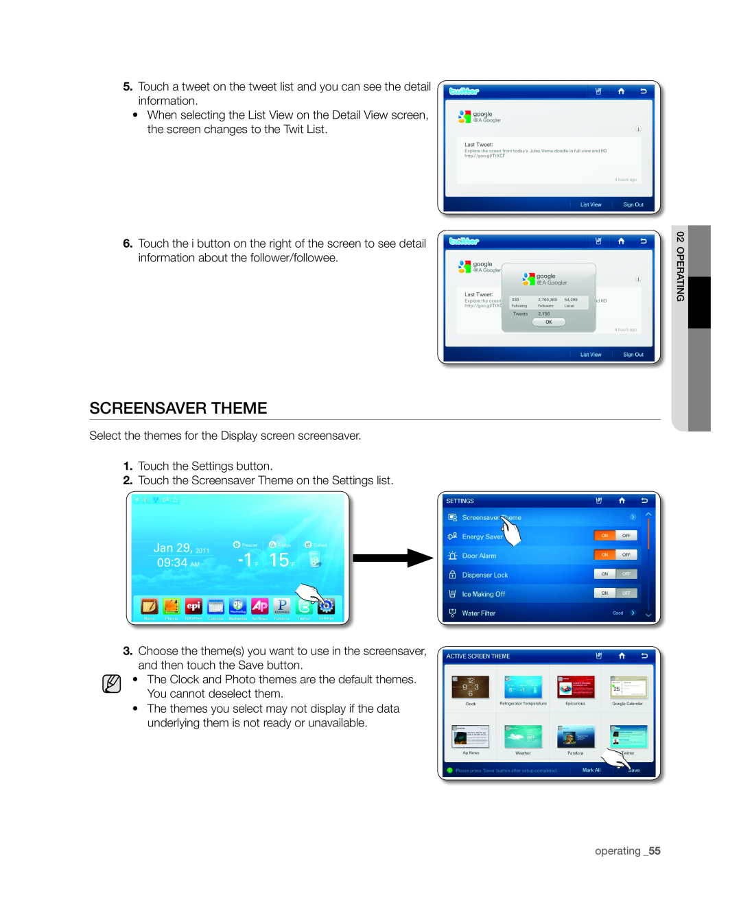 Samsung RSG309** user manual Screensaver Theme 