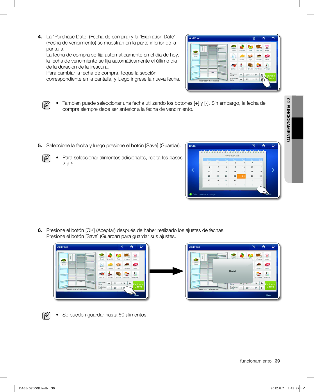 Samsung RSG309AARS user manual Ionamientoc u f02 