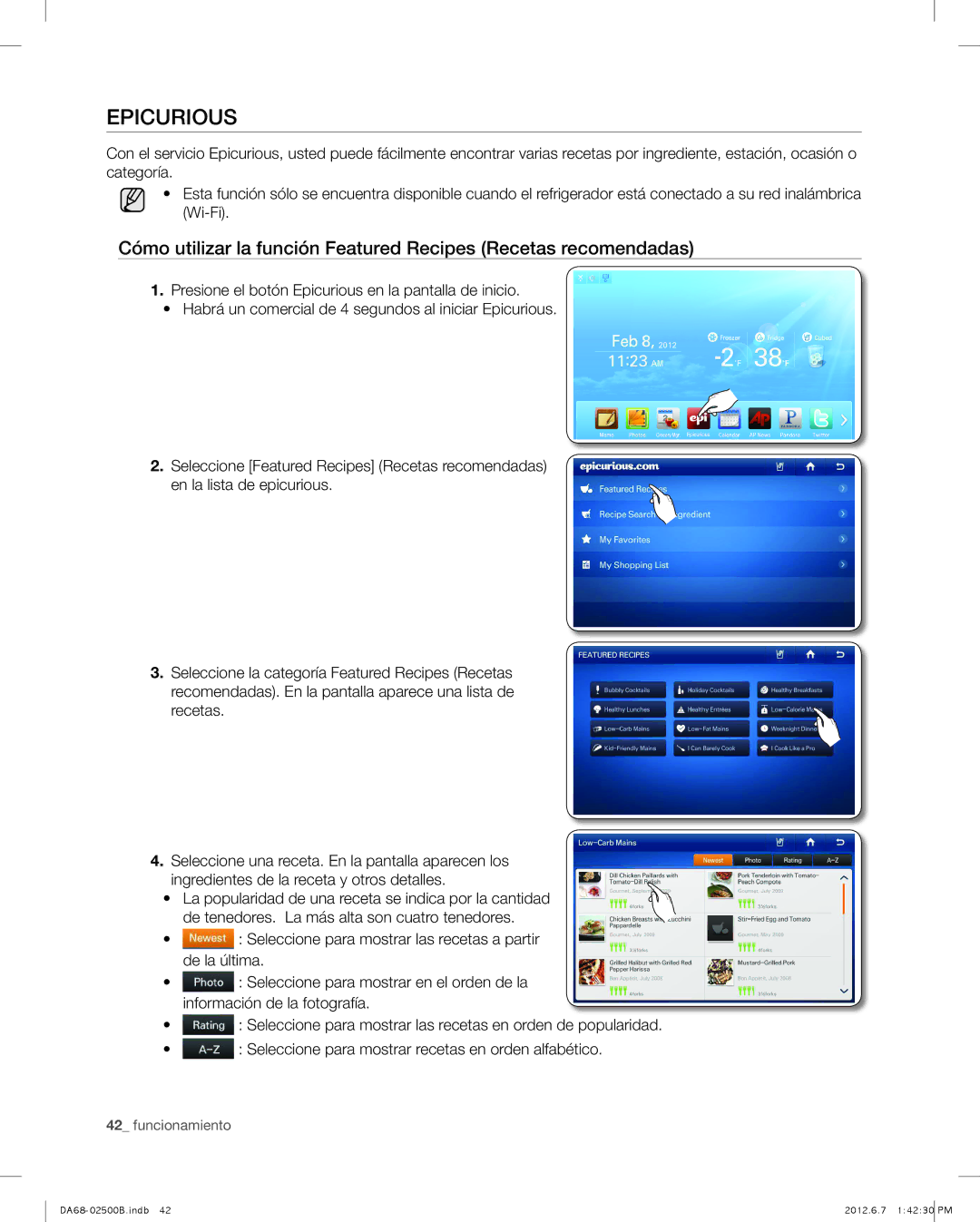 Samsung RSG309AARS user manual Epicurious 