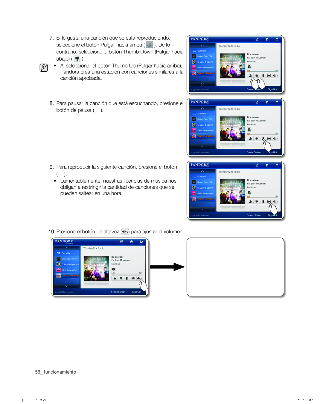 Samsung RSG309AARS user manual Funcionamiento 