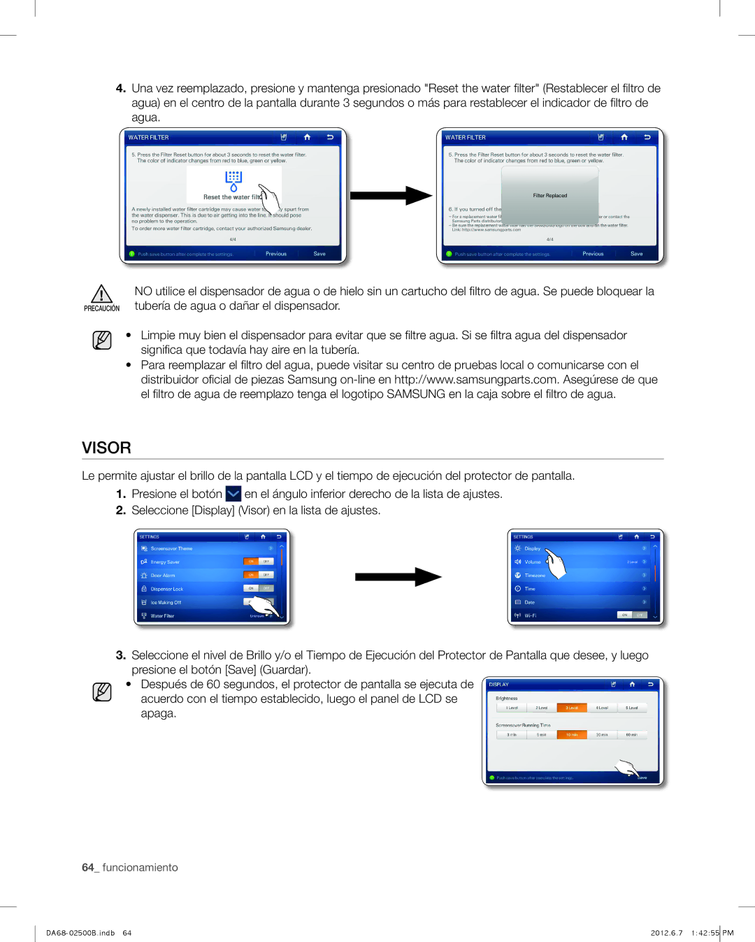 Samsung RSG309AARS user manual Visor 