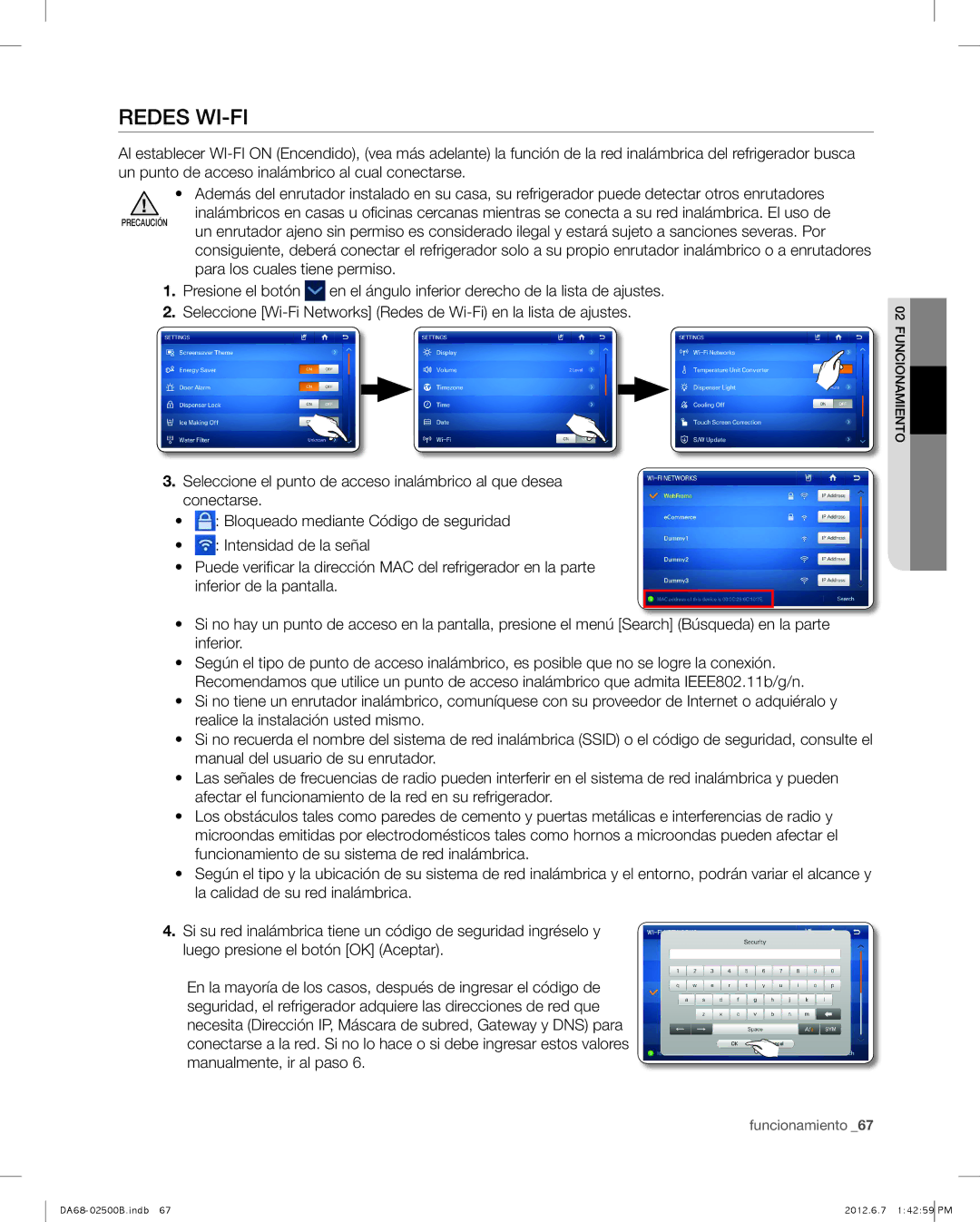 Samsung RSG309AARS user manual Redes Wi-Fi 