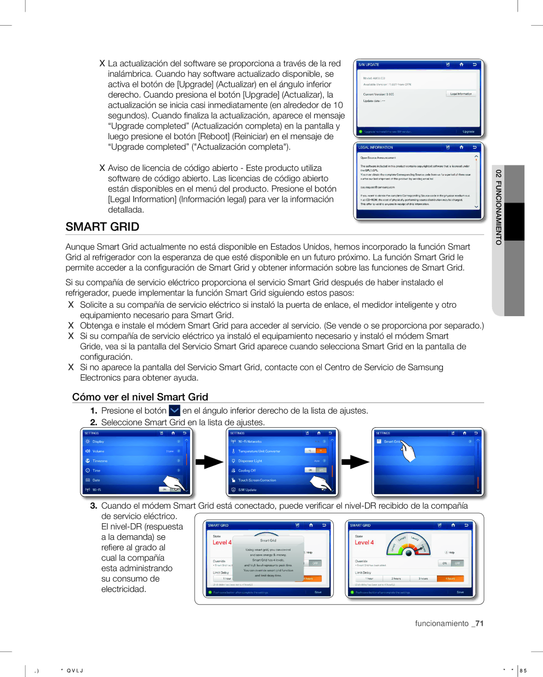 Samsung RSG309AARS user manual Cómo ver el nivel Smart Grid 