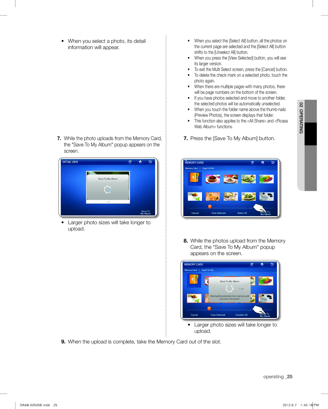 Samsung RSG309AARS user manual To exit the Multi Select screen, press the Cancel button 