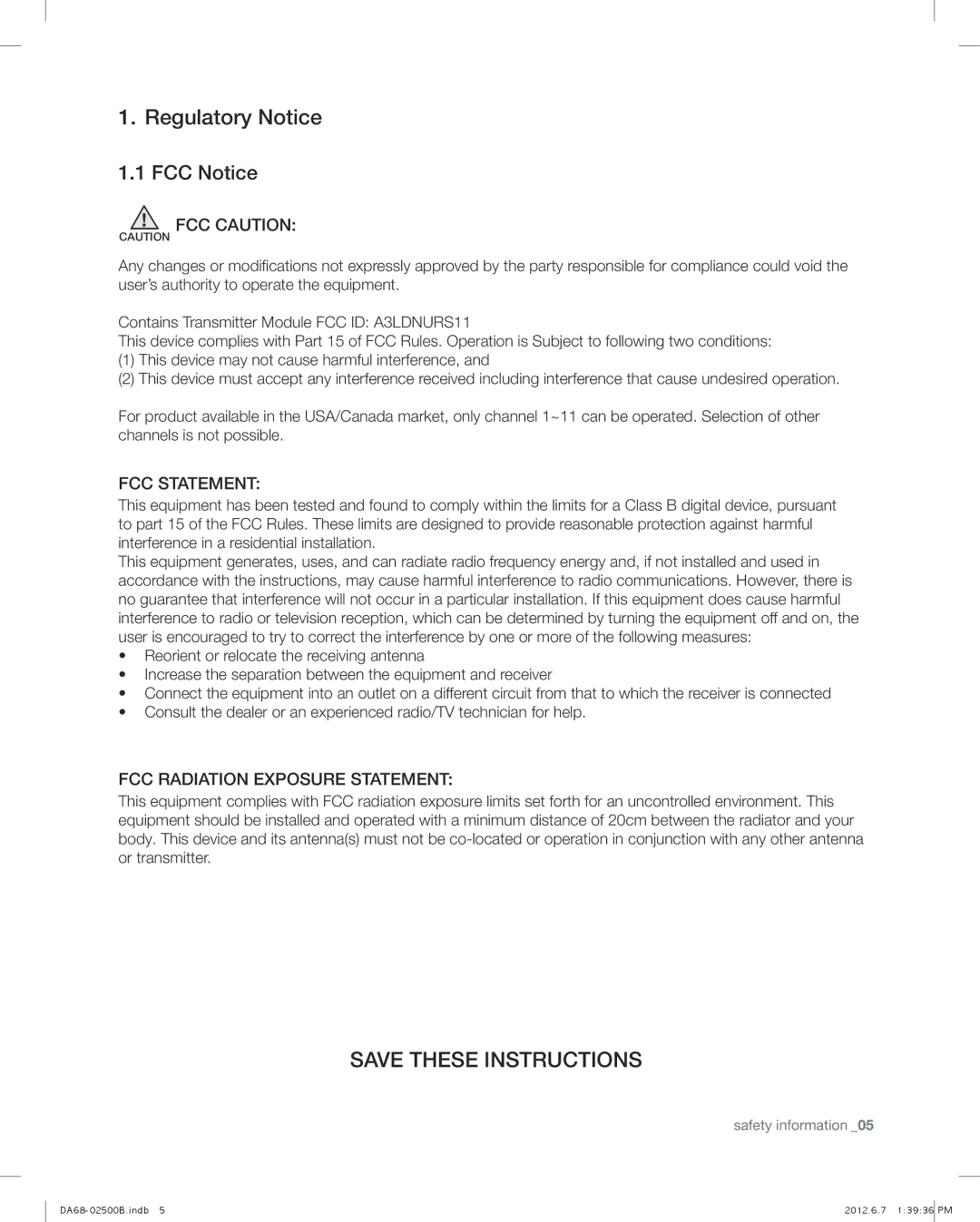 Samsung RSG309AARS user manual Regulatory Notice, FCC Notice 