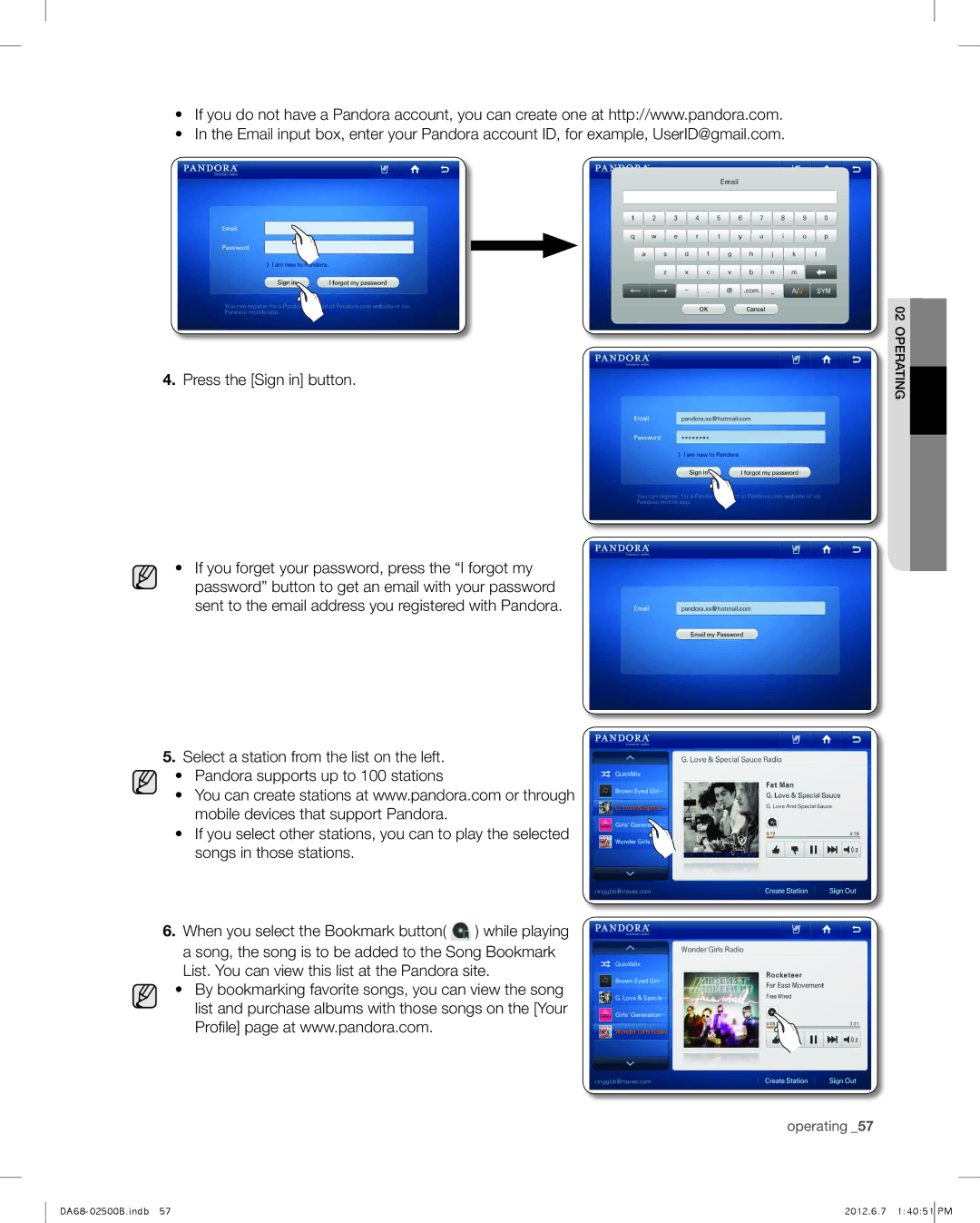 Samsung RSG309AARS user manual Operating 