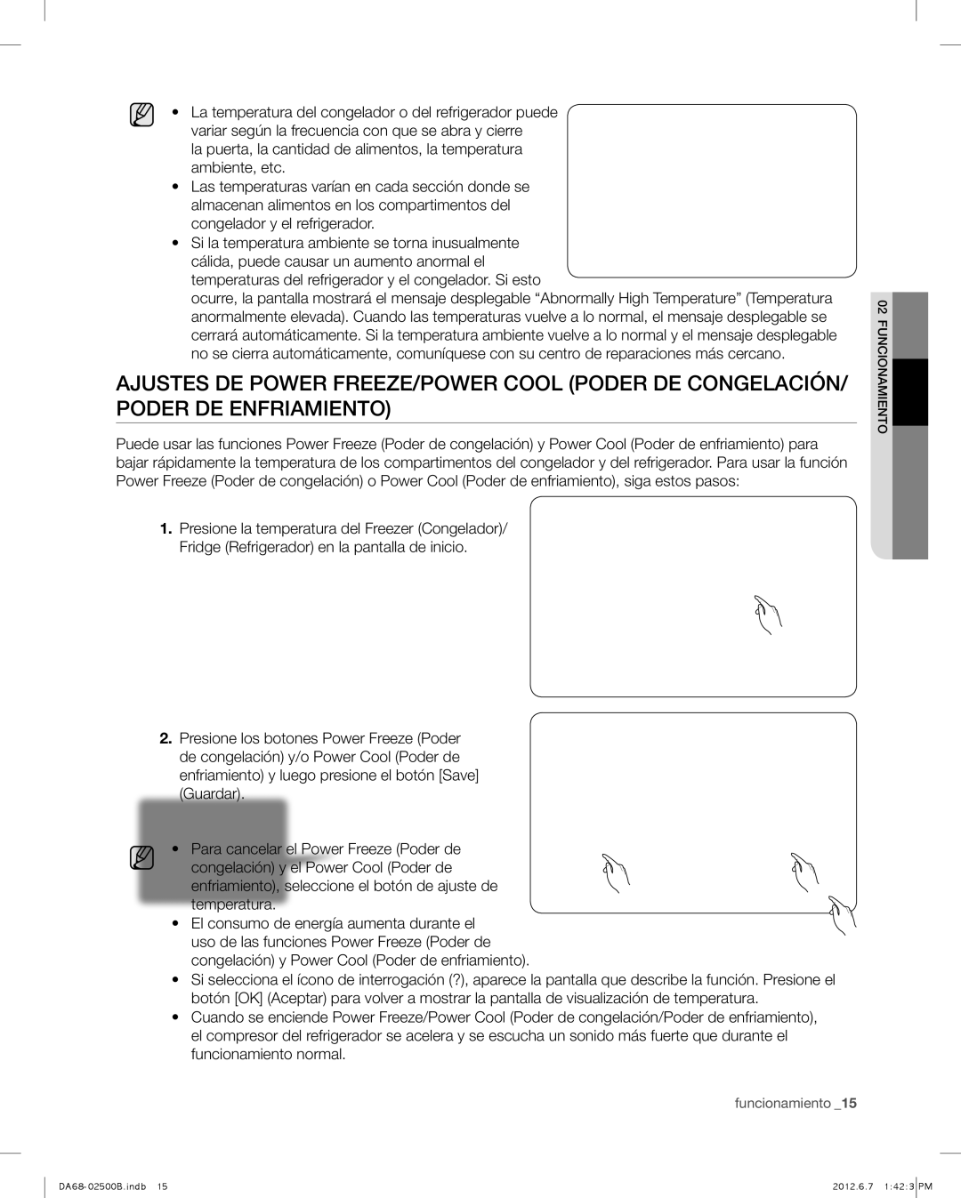 Samsung RSG309AARS user manual Funcionamiento 