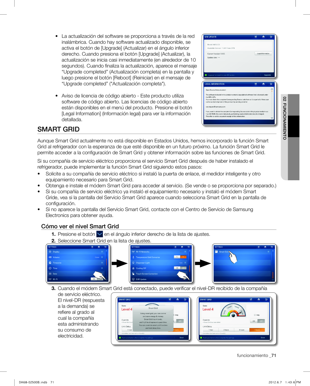 Samsung RSG309AARS user manual Cómo ver el nivel Smart Grid 