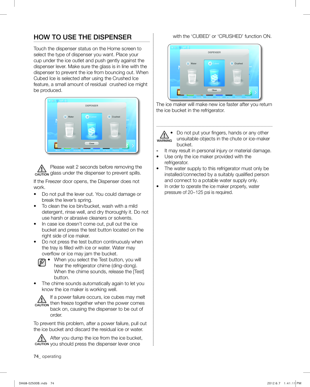 Samsung RSG309AARS user manual How to use the dispenser 