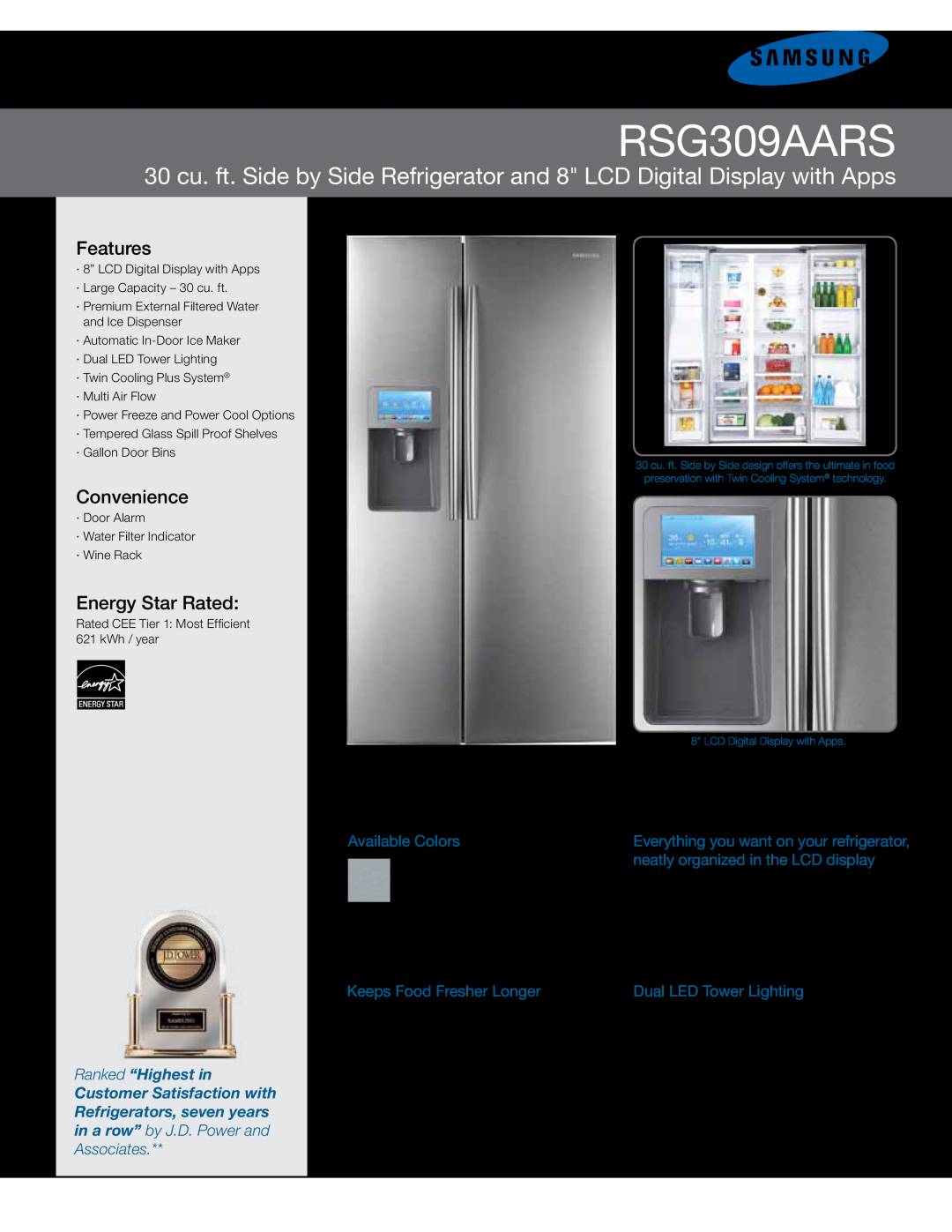 Samsung RSG309 user manual Refrigerator, Imagine the possibilities, Free Standing Appliance, English, Samsung, 2012.6.7 