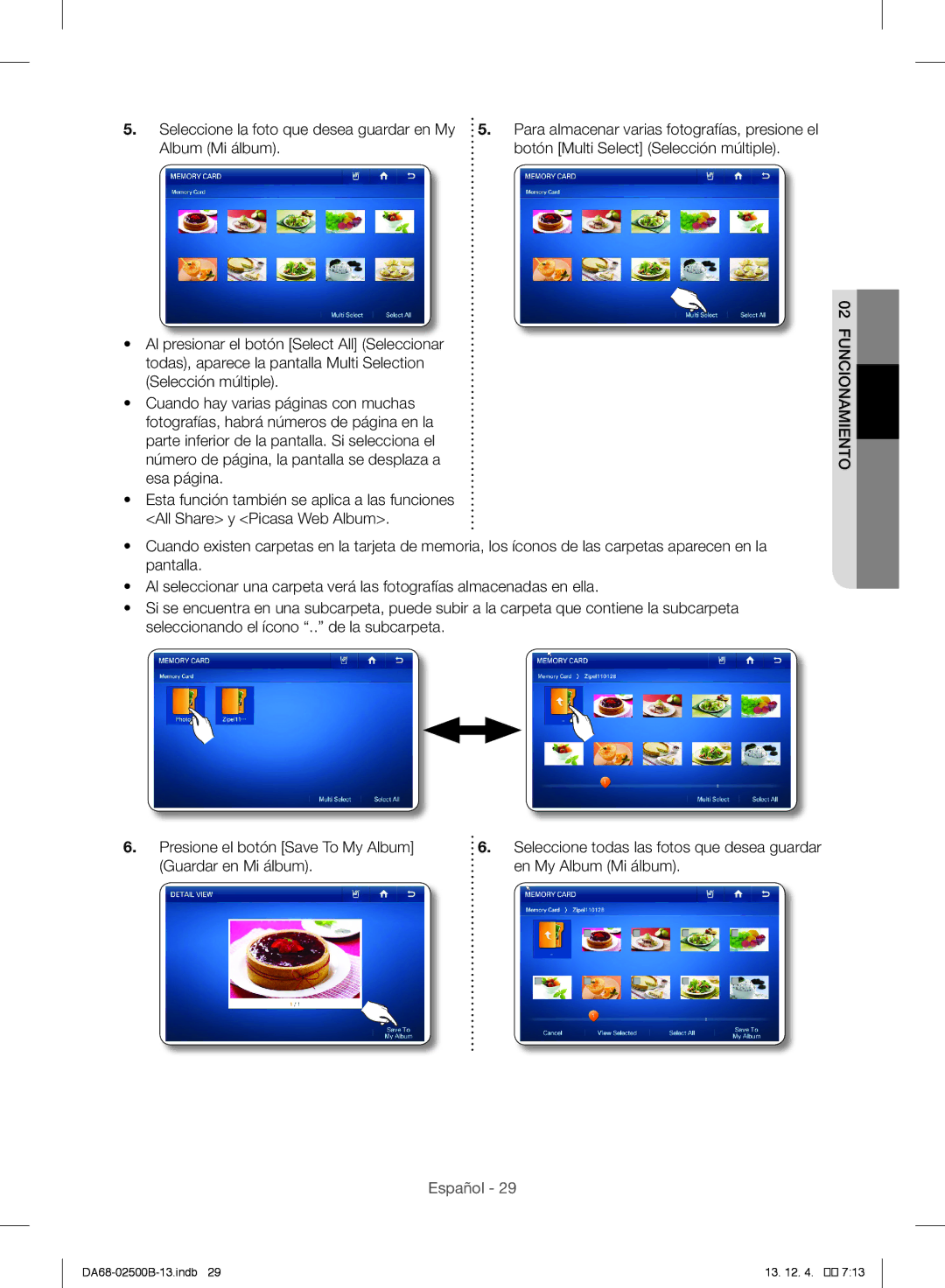 Samsung RSG309AARS/XAA manual Guardar en Mi álbum En My Album Mi álbum 