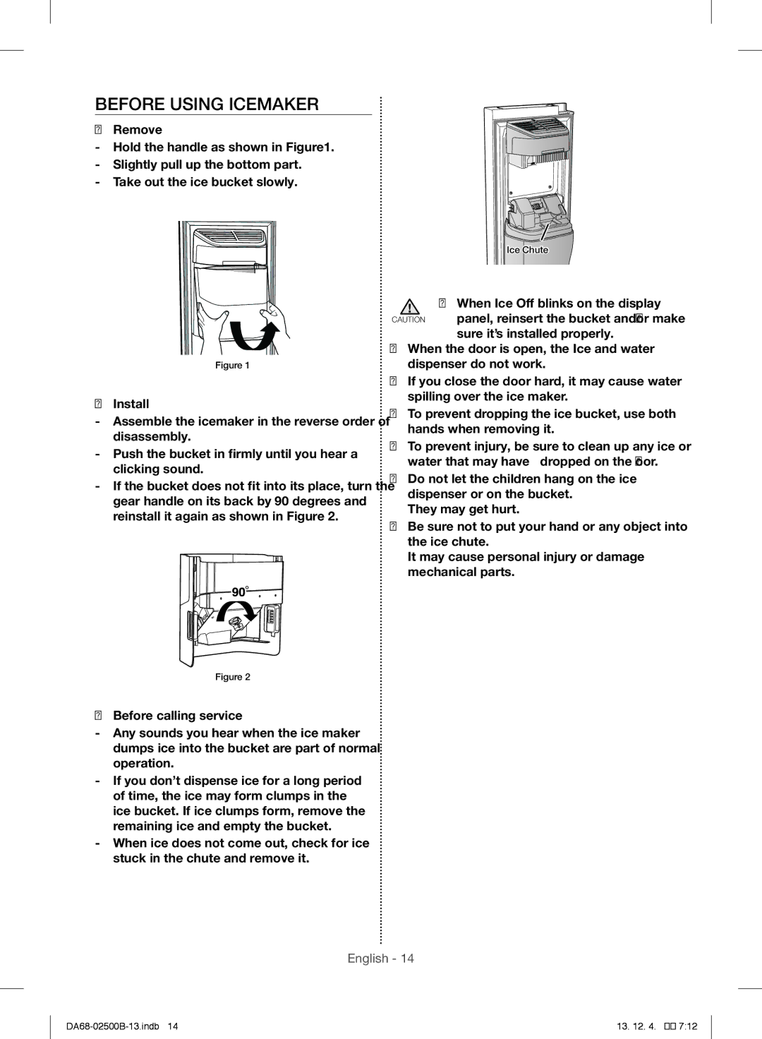 Samsung RSG309AARS/XAA manual Before Using Icemaker 