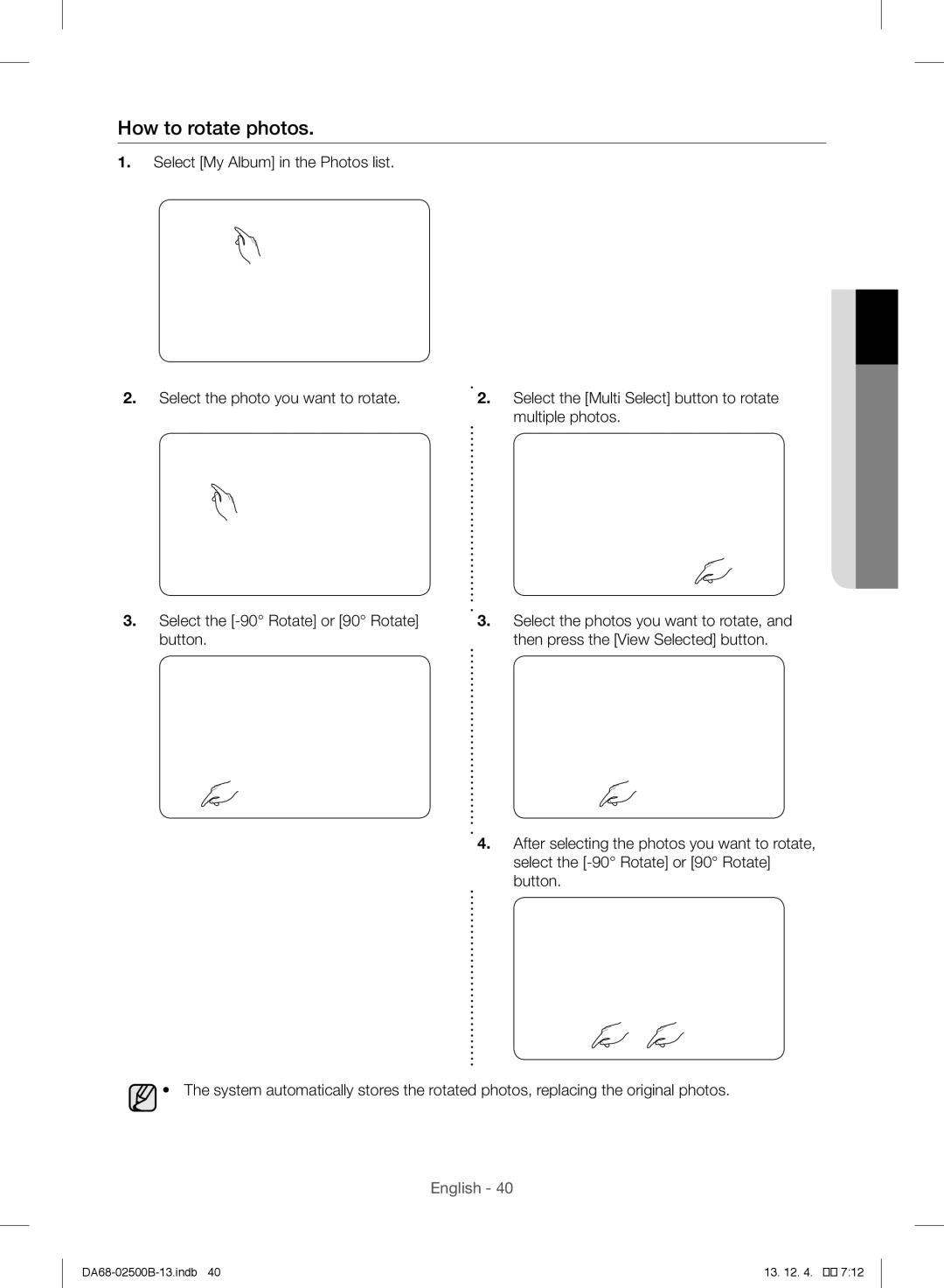 Samsung RSG309AARS/XAA manual How to rotate photos 