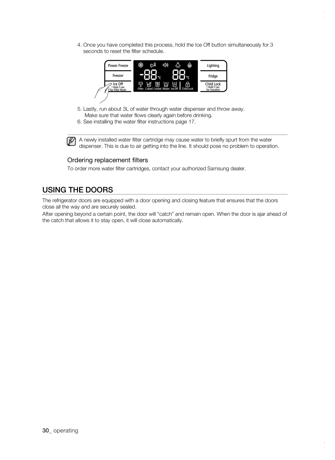 Samsung RSG5 user manual Using the doors 