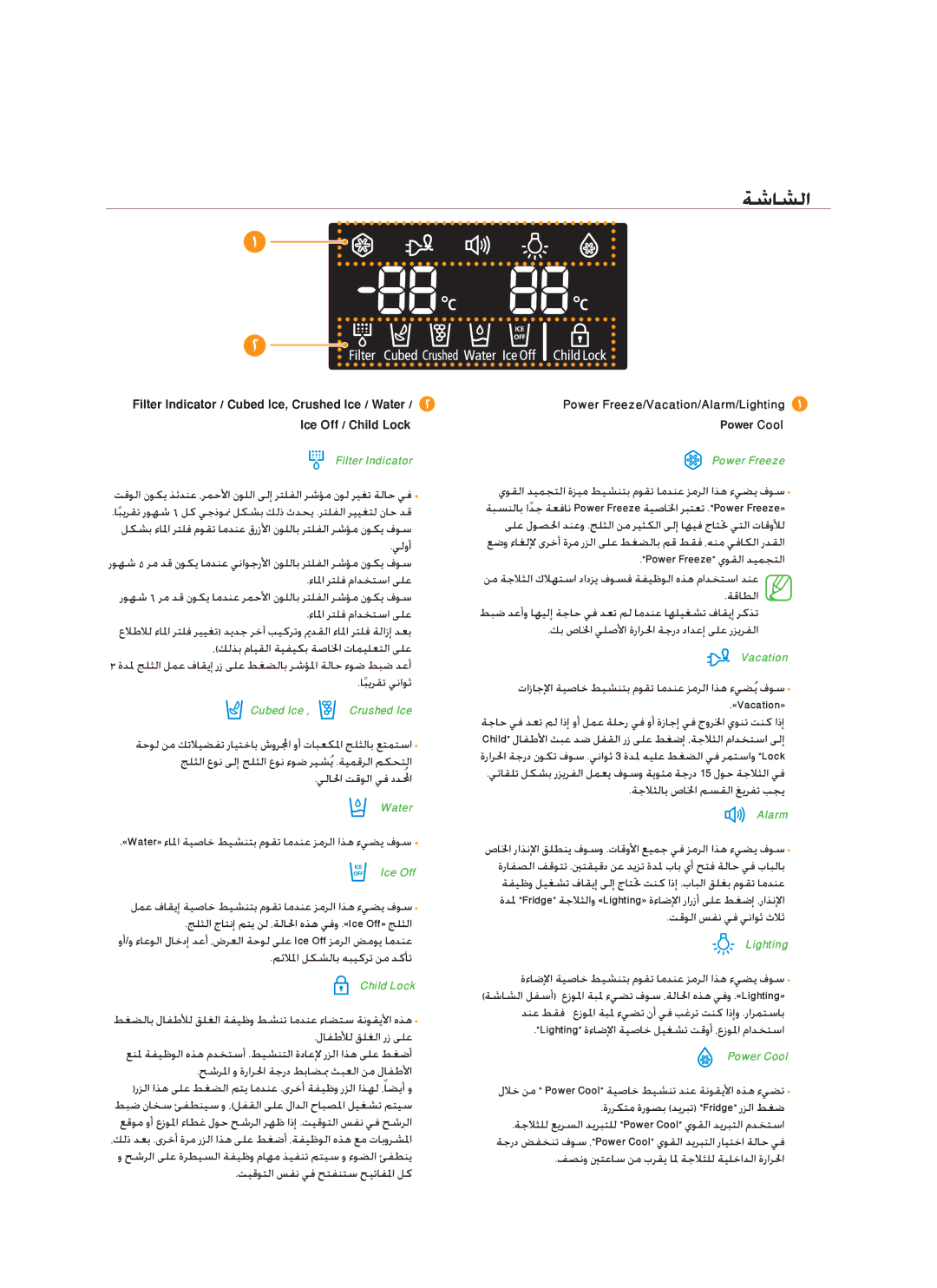 Samsung RSG5FUPS1/JUM, RSG5FUPS1/MTR, RSG5FUTS1/JUM, RSG5FUPS1/ZAM, RSG5FUPN1/XSG, RSG5FUPS1/ATC manual ةشاشلا 