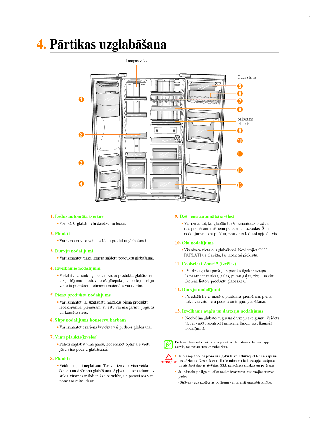 Samsung RSG5FURS1/BWT, RSG5FUMH1/BWT manual Pārtikas uzglabāšana 