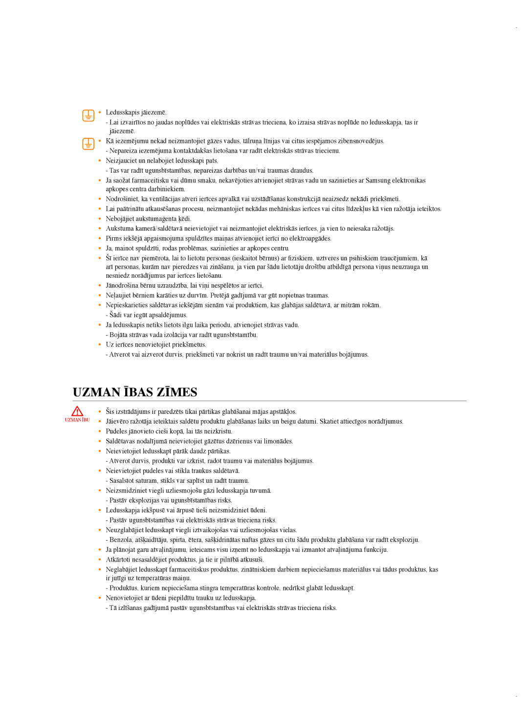 Samsung RSG5FUMH1/BWT, RSG5FURS1/BWT manual Uzman Ības Zīmes 