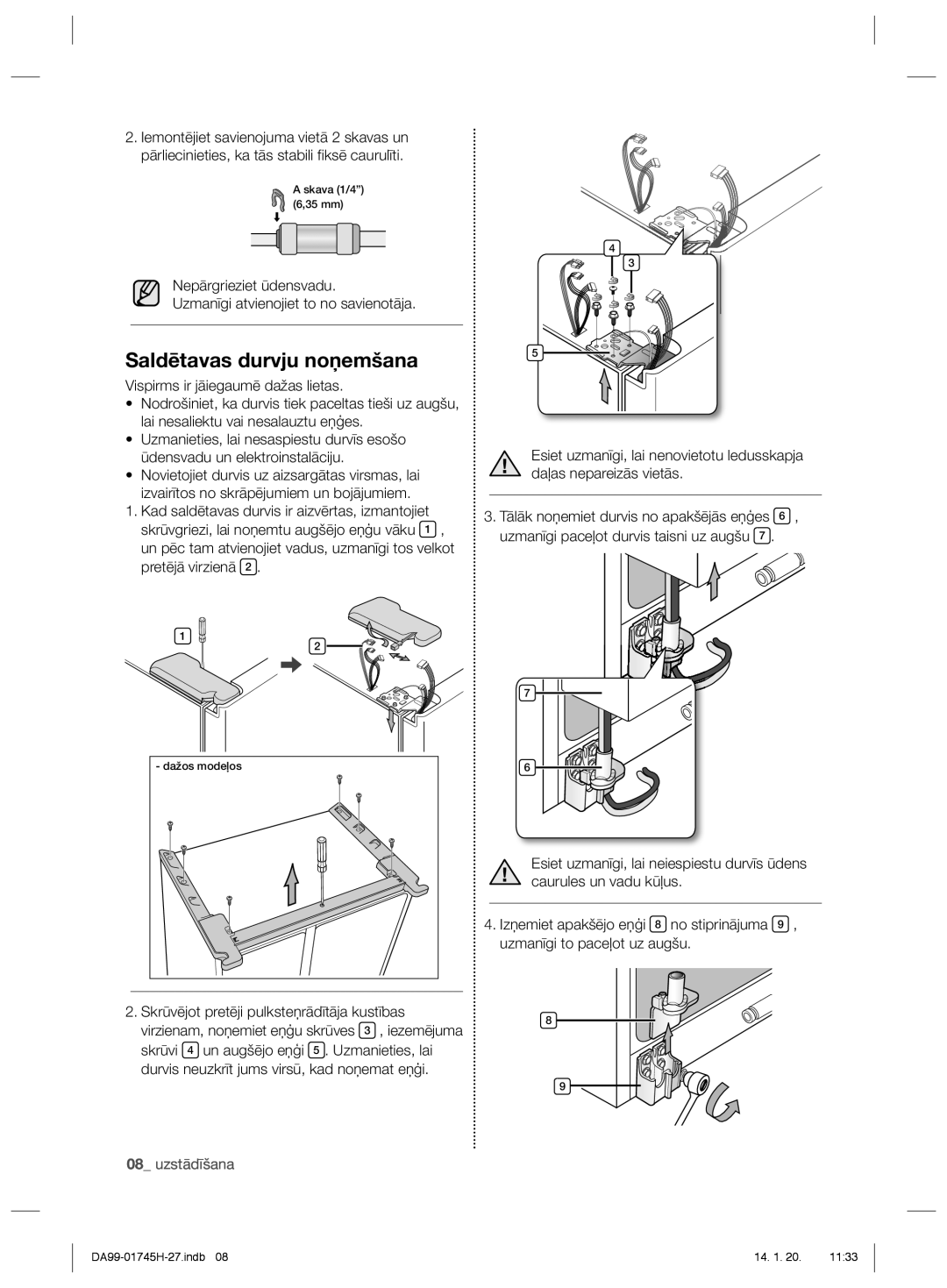 Samsung RSG5FURS1/BWT, RSG5FUMH1/BWT manual Saldētavas durvju noņemšana 