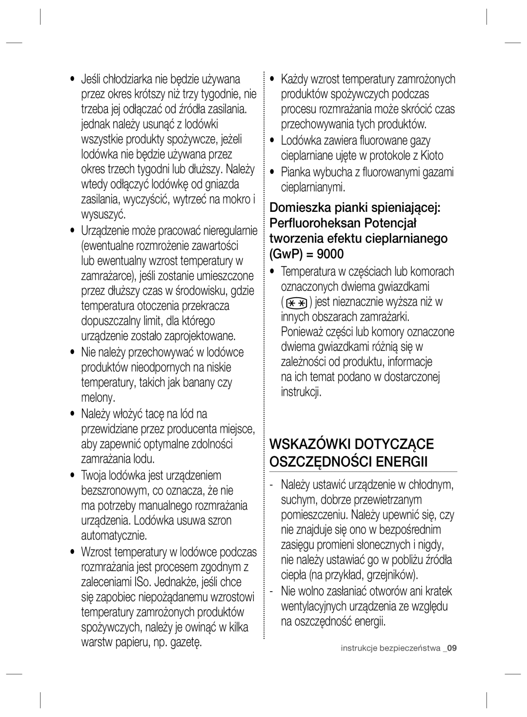 Samsung RSG5FURS1/XEO, RSG5PCRS1/XEO, RSG5FURS1/ANU, RSG5PURS1/EUR, RSG5PCRS1/XEF Wskazówki Dotyczące Oszczędności Energii 