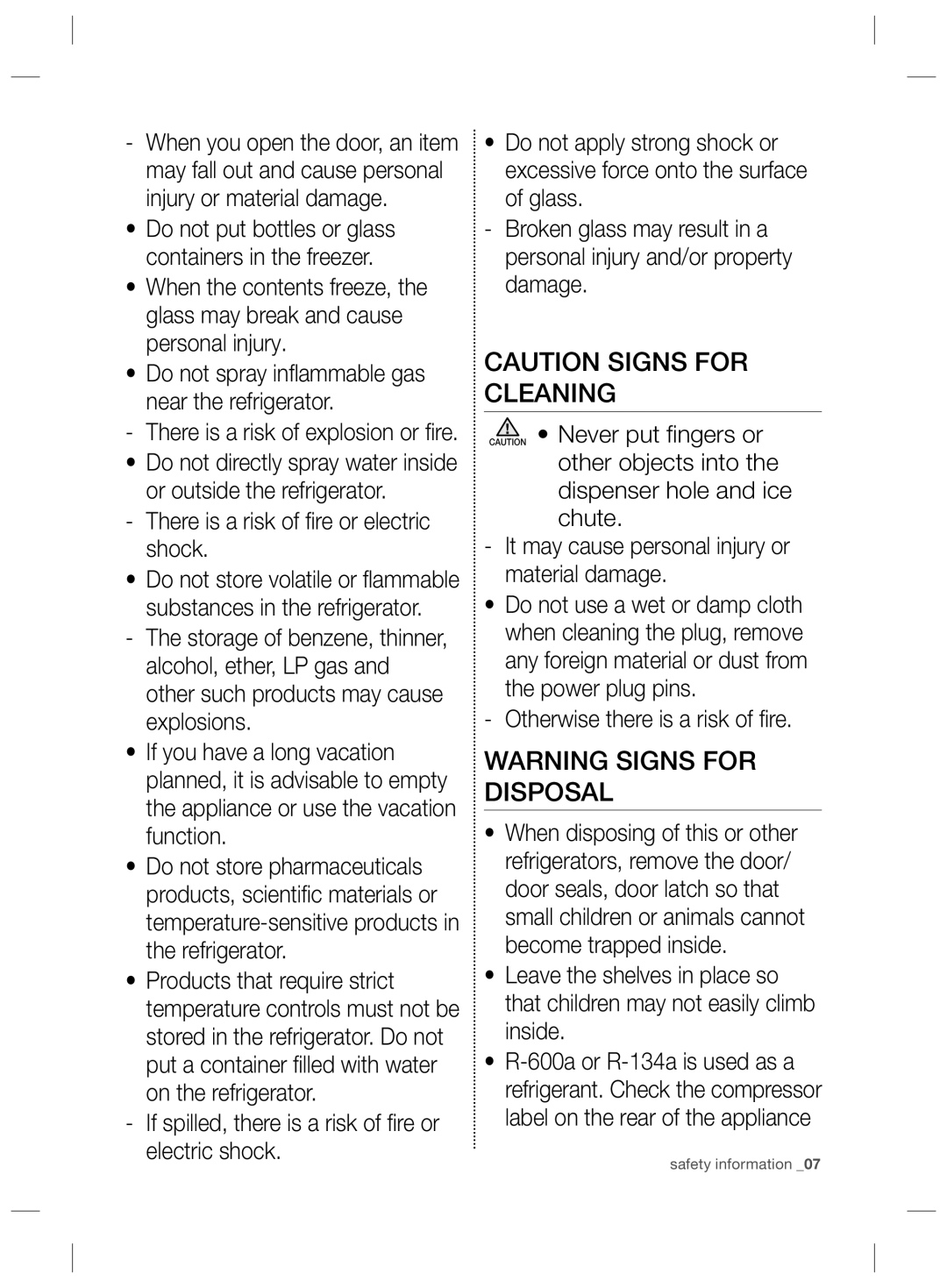 Samsung RSG5PURS1/XEO, RSG5PCRS1/XEO, RSG5FURS1/ANU, RSG5PURS1/EUR, RSG5PCRS1/XEF There is a risk of ﬁ re or electric shock 