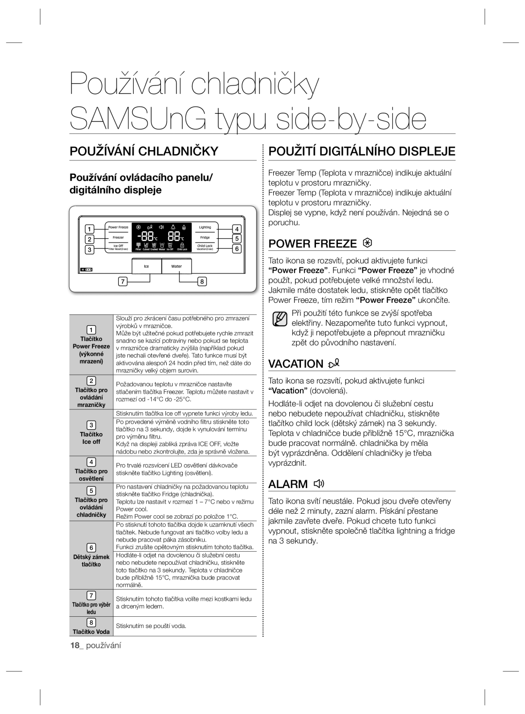 Samsung RSG5FURS1/BWT, RSG5PCRS1/XEO, RSG5FURS1/ANU, RSG5PURS1/EUR manual Používání Chladničky, Použití Digitálního Displeje 