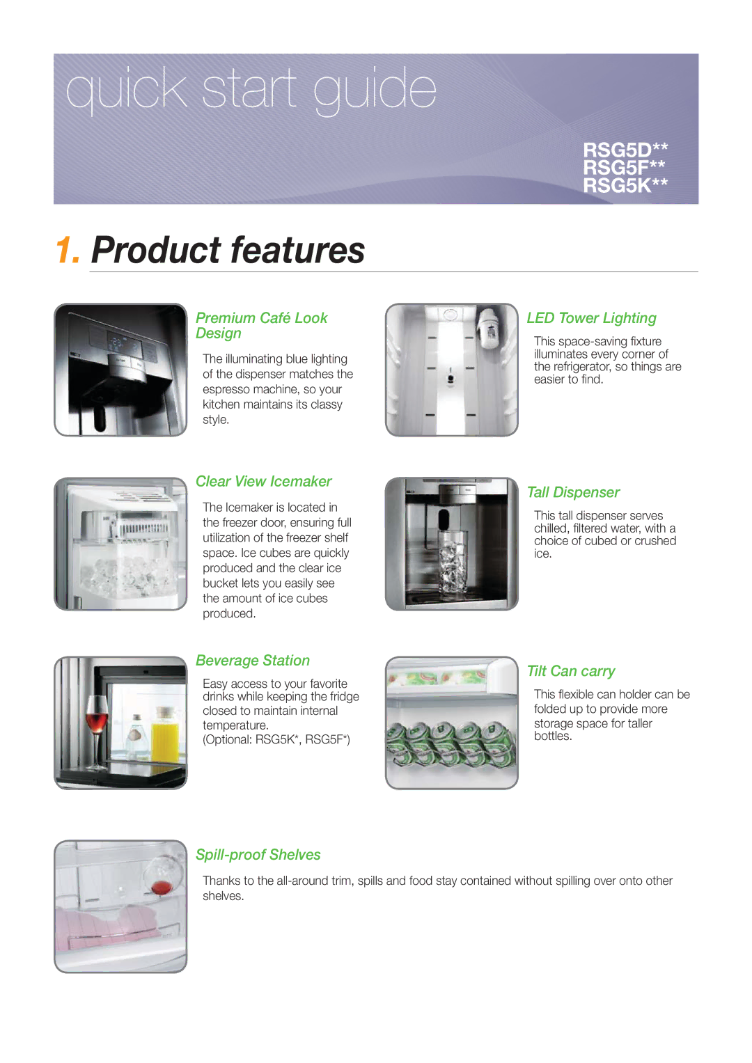 Samsung RSG5PURS1/EUR, RSG5FURS1/ANU, RSG5PURS1/XEF, RSG5FURS1/EUR manual Refrigerator, Free Standing Appliance 