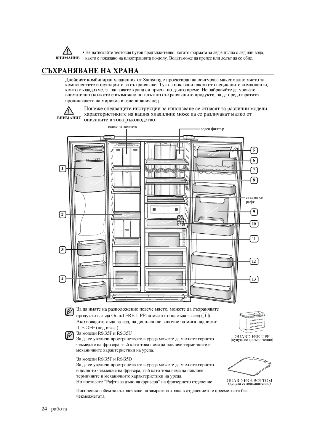 Samsung RSG5PURS1/EUR, RSG5FURS1/EUR, RSG5FUBP1/EUR, RSG5FURS1/BWT manual СЪхраняване на храна 