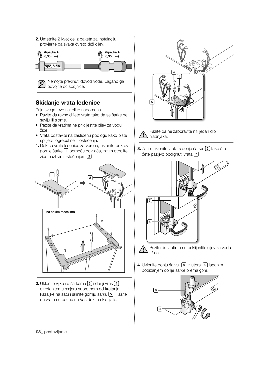 Samsung RSG5PURS1/EUR, RSG5FURS1/EUR, RSG5PURS1/XEO, RSG5FURS1/XEO manual Skidanje vrata ledenice 